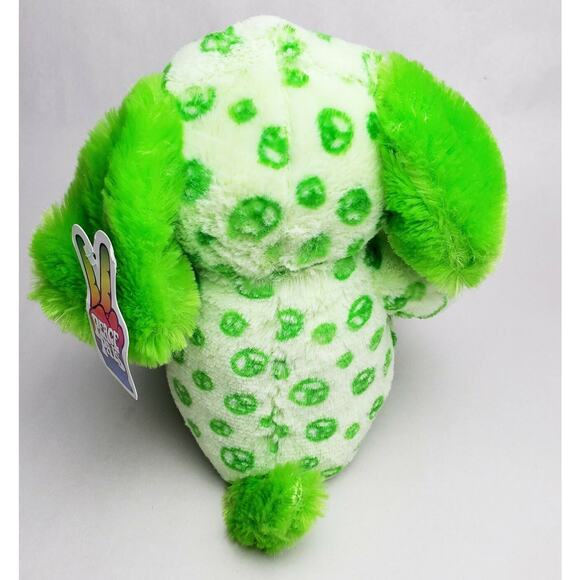 Plush Puppy Dog Peace Pals Green Stuffed Animal Toy 9" Small New - Picture 2 of 5